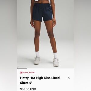 Lululemon Hotty Hot 4” navy shorts